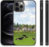 Telefoon Hoesje Geschikt voor iPhone 12 Pro Max Backcover Soft Siliconen Hoesje met Zwarte rand Hollandse Koeien