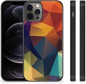 Doorzichtig Hoesje Geschikt voor iPhone 12 Pro Max Siliconen Back Cover met Zwarte rand Polygon Color