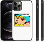 Coque avec texte iPhone 12 Pro Max Coque arrière en silicone avec bord noir Popart Oh Yes