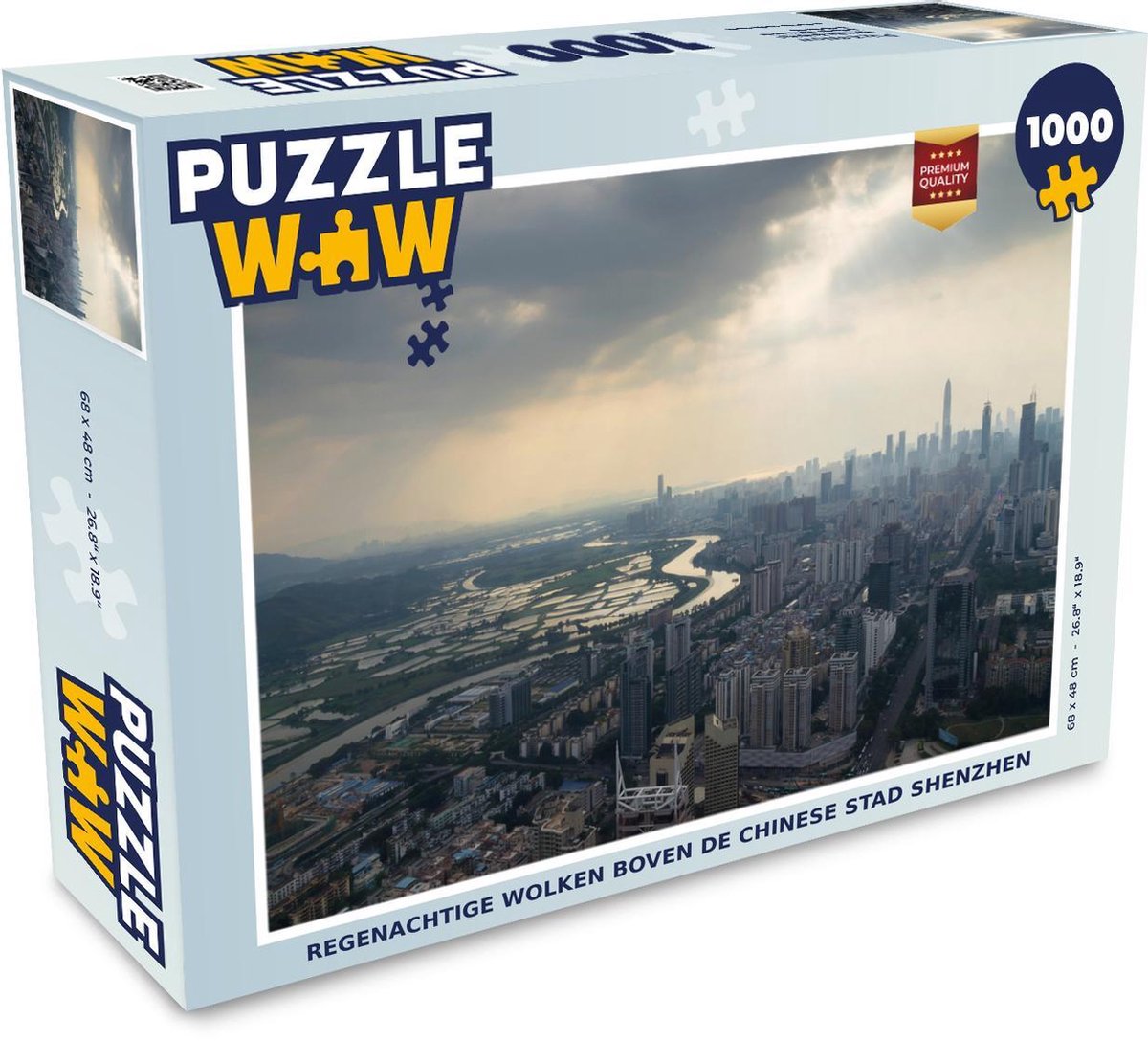 Puzzel 1000 stukjes volwassenen Shenzhen 1000 stukjes - Regenachtige wolken boven de Chinese stad Shenzhen  - PuzzleWow heeft +100000 puzzels