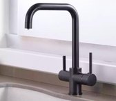 Blackline TS- Zwarte keukenkraan-zuiver water kraan, 3 weg keukenkraan-3 in 1 kraan.