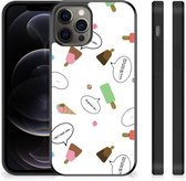 Silicone Back Case Geschikt voor iPhone 12 Pro Max Telefoon Hoesje met Zwarte rand IJsjes