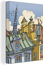 Une illustration d'une vue de Paris depuis un puits de lumière 30x40 cm - petit - Tirage photo sur toile (Décoration murale salon / chambre)