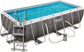 Bestway Power Steel - Opzetzwembad inclusief filterpomp en zwembadtrap - 404 x 201 x 100 cm - Rattanprint - Rechthoekig