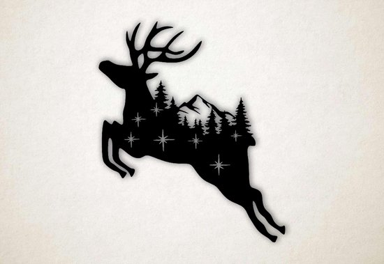 Triptique Mural Décoratif Ajouré – Cerf Et Montagnes – Décoration 3D – Bois – 80 Cm