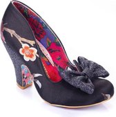 Irregular Choice Nick Of Time Floral 50's Pumps Zwart Rood