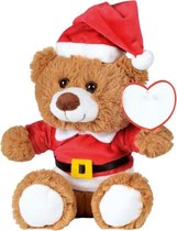 Kerst knuffel pluche beer bruin zittend 18 x 19 cm - Speelgoed knuffeldieren - Kerstcadeau knuffelberen