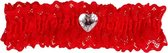 Kousenband rood met kant en strass hartje