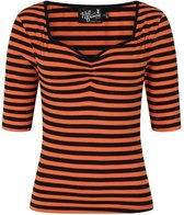 Hell Bunny Warlock Striped 60's Top Zwart Oranje