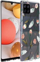 iMoshion Design voor de Samsung Galaxy A42 hoesje - Bloem - Roze / Groen