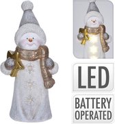 Sneeuwpop Met Gouden Ster - LED Verlichting - 55 cm