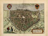Mooie historische plattegrond, kaart van de stad Nijmegen, door L. Guicciardini in 1612