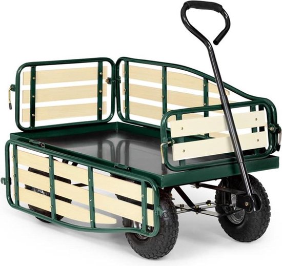 Foto: Waldbeck ventura bolderkar bolderwagen 100 x 50 cm opbergruimte van staal en hkc handvat 75 cm met brede luchtbanden