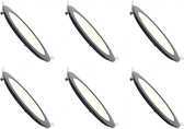 LED Downlight Slim 6 Pack - Inbouw Rond 3W - Natuurlijk Wit 4200K - Mat Zwart Aluminium - Ø90mm
