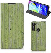 Telefoon Hoesje Motorola Moto G8 Power Wallet Case Green Wood