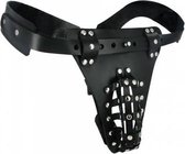 The Safety Net Leather Male Chastity Belt with Anal Plug Harness - Strict Leather - Zwart - Bondage