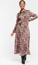 LOLALIZA Maxi jurk met print en lange mouwen - Rood - Maat 36