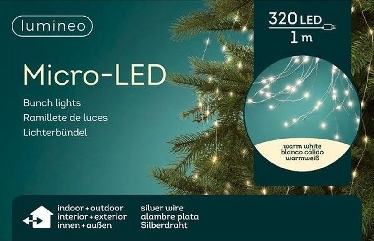 Kerstverlichting bunch zilver draad 320 micro led 1 m bol