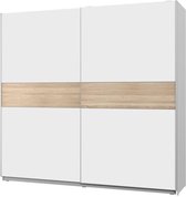 ATOS 2 schuifdeurkast - Wit en Eikenhouten decor - B 220,1 x D 61,2 x H 209,7 cm