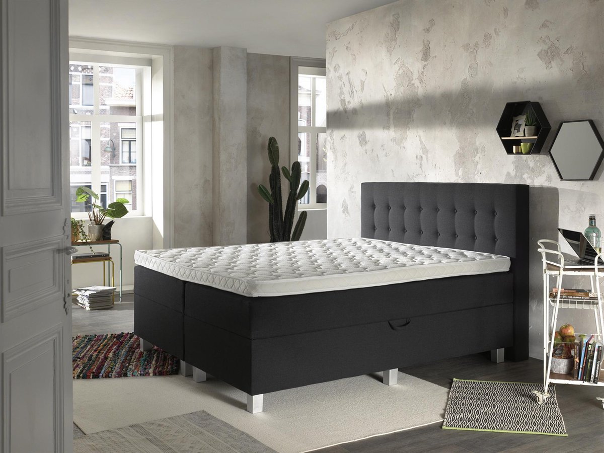 Dreamhouse® Shurgard Boxspring met Opbergruimte – Bed - 140 x 200 cm -  Antraciet | bol.com