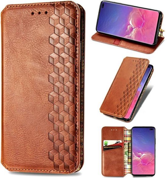 AA Commerce Telefoonhoesje - Book Case - Geschikt Voor Samsung Galaxy S10+ - Bruin - AA Commerce