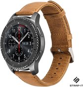 Leer Smartwatch bandje - Geschikt voor  Samsung Gear S3 Classic & Frontier leren bandje - bruin - Strap-it Horlogeband / Polsband / Armband