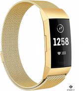 Strap-it Luxe Milanese band - geschikt voor Fitbit Charge 3 / Fitbit Charge 4 - goud - Maat: Maat L