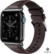 Strap-it Band geschikt voor Apple Watch 6 - leren bandje - donkerbruin - Maat: 38mm & 40mm