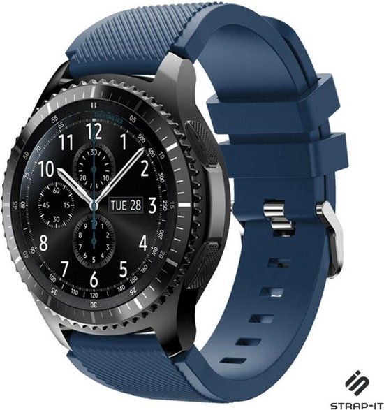 Strap-it Siliconen smartwatch bandje - geschikt voor Samsung Galaxy Watch 1 46mm / Galaxy Watch 3 45mm / Gear S3 Classic & Frontier - donkerblauw