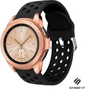 Siliconen Smartwatch bandje - Geschikt voor Strap-it Samsung Galaxy Watch 41mm / 42mm siliconen bandje met gaatjes - zwart - Strap-it Horlogeband / Polsband / Armband