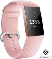 Siliconen Smartwatch bandje - Geschikt voor  Fitbit Charge 3 silicone band - lichtroze - Maat: L - Strap-it Horlogeband / Polsband / Armband