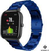 Stalen Smartwatch bandje - Geschikt voor  Xiaomi Amazfit GTS stalen band - blauw - Strap-it Horlogeband / Polsband / Armband