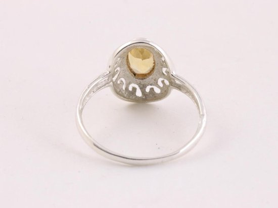 Bague fine en argent ajouré avec citrine - taille 17
