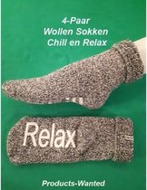 4-Paar Wollen Sokken Chill en Relax in 2 Kleuren-Maat 39-42