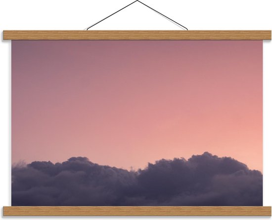 Schoolplaat – Paarse Wolken in Roze Lucht - 60x40cm Foto op Textielposter (Wanddecoratie op Schoolplaat)