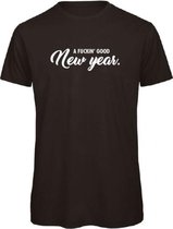 Kerst t-shirt zwart A fuckin' good new year - soBAD.