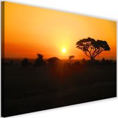 Schilderij Afrikaanse zonsondergang, 2 maten, oranje, Premium print