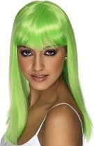 Smiffys - Pruik - Glamourama - Stijl haar met pony - Neon groen