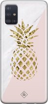 Samsung A51 hoesje siliconen - Ananas | Samsung Galaxy A51 case | Roze | TPU backcover transparant