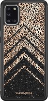 Samsung A31 hoesje - Chevron luipaard | Samsung Galaxy A31 case | Hardcase backcover zwart