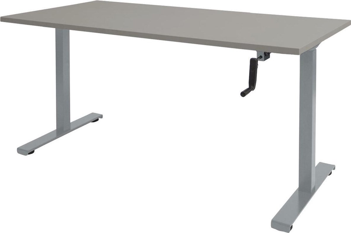 RoomForTheNew Bureau Heathrow Slinger-Desk - Zit sta Bureau - Zit sta Bureau Elektrisch - Gaming Bureau - Game Bureau - Verstelbaar Bureau - standing Desk - slinger bureau--Grijs blad-Aluminium  onderstel- 180x80