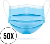 3-laags mondkapje - 50 stuks - Type IIR - Niet Medisch mondmasker en metalen neusstrip - ISO 14683 & ISO 9001 certificeringen - IIR - Mondmasker