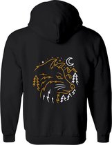 Wolf vest Heren – Wolven vest met capuchon Dames – Perfect  Wolfmerch Sweatvest - Wolvenkop vest Cadeau – Dieren Hoodie met rits - Maat L