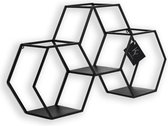 Wandrek Hexagon Zwart metaal 65 x 13 x 33 cm