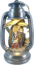 Kerst Kribbetje Figuren Unieke Hand geschilderde Kerst Kribbe Lantaarn met LED licht / Stal / Kerstcadeau / Christus Jezus Maria Jozef Beelden/ 14.2 cm x 12 cm x 22.5 cm