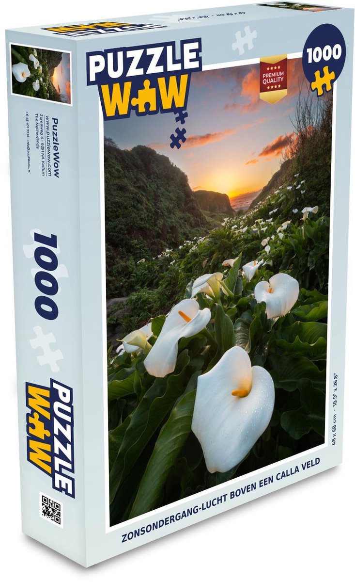Afbeelding van product Puzzel 1000 stukjes volwassenen Calla 1000 stukjes - Zonsondergang-lucht boven een Calla veld - PuzzleWow heeft +100000 puzzels