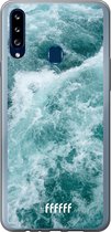 Samsung Galaxy A20s Hoesje Transparant TPU Case - Whitecap Waves #ffffff