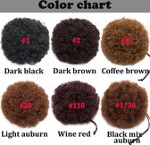 Afro Puff kleur 1/30 bruin Afro Bun hairbun 50gram ponytail hair extensions
