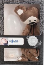 Difrax Baby Cadeauset Unisex - 1x Knuffelaap Mario, 1x Fopspeen 0-6 Maanden en 1x Steriliseerei - Cadeauverpakking