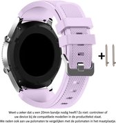 Lila / Paars Siliconen sporthorlogebandje voor bepaalde 20mm smartwatches van verschillende bekende merken (zie lijst met compatibele modellen in producttekst) - Maat: zie foto – 20 mm purple / lilac rubber smartwatch strap